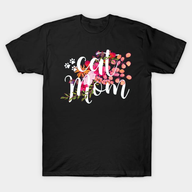 Cat mom floral design, watercolor flowers cat mom T-Shirt by BAB